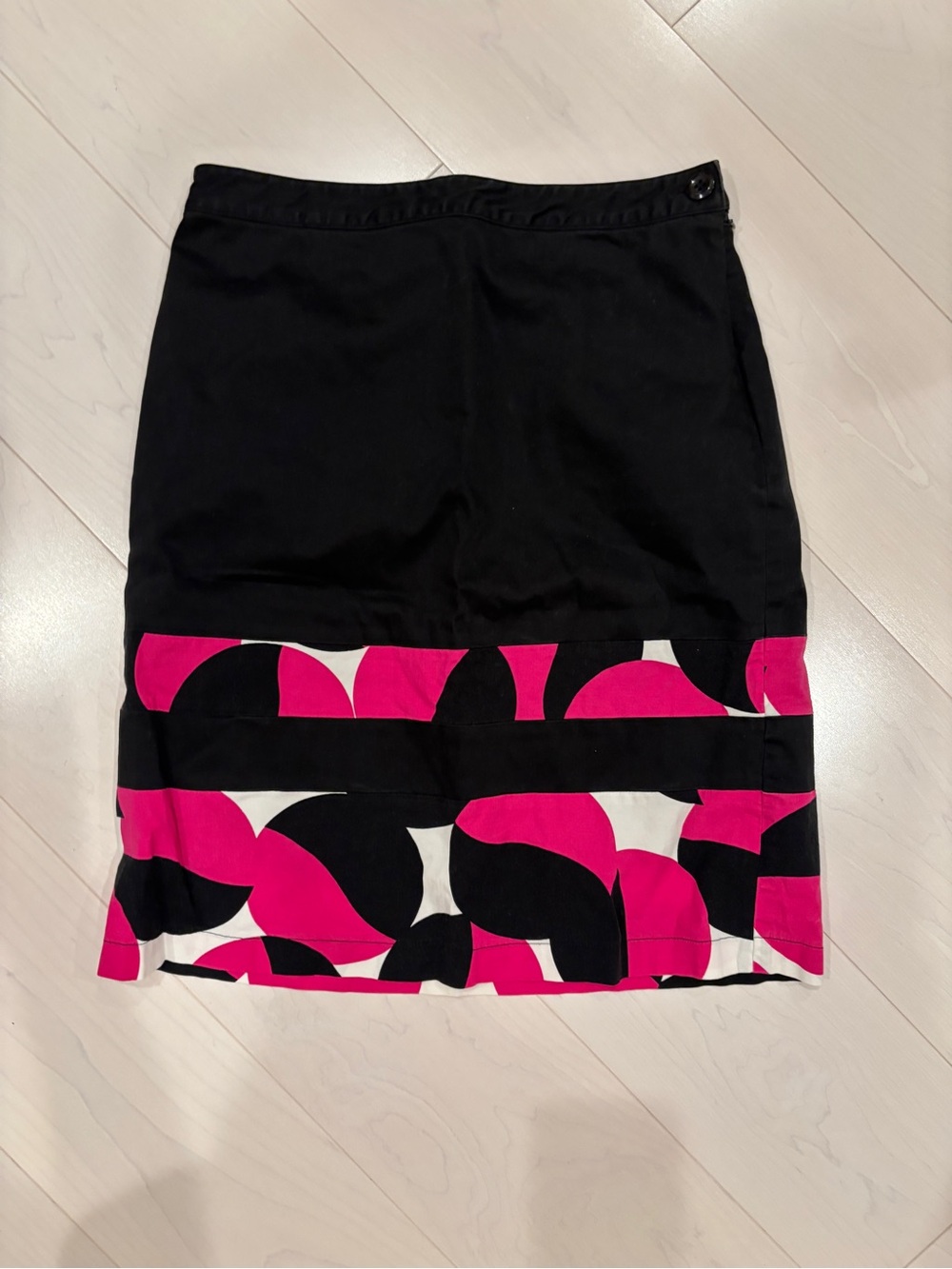 Black Mini Skirt with Pink & White Graphic Hem